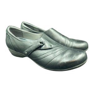 Dansko Franny Clogs Womens 41 US 10.5 11 Black Milled Nappa Leather MULES Shoes